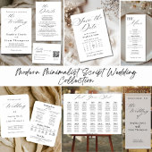 Elegant Minimal Script Black and White Wedding Inv Kaart