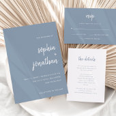 Modern Minimalistisch Script Wit en Blauw | Detail Informatiekaartje