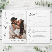 Elegante minimalistische kalligrafie bruiloft QR-c Kaart (Personaliseer de collectie van deze zelfstandige maker.)