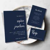 Modern Script Marine Blauw | Bruiloft Maaltijd Keu RSVP Kaartje