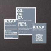 Moderne blauwe verticale datum bruiloft kaart (Personaliseer de collectie van deze zelfstandige maker.)