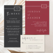 Moderne ivoor minimalistische monogram bruiloft RS RSVP Kaartje