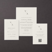 Elegant Modern Monogram Zwart en Ivoor Huwelijk Menu (Personaliseer de collectie van deze zelfstandige maker.)