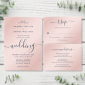 Navy Blue en Blush Modern Script Wedding Save The Date (Personaliseer de collectie van deze zelfstandige maker.)