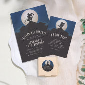 Modern Ninja Silhouette Birthday Party Ronde Sticker