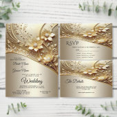 Modern Sierlijk Gouden Bloem Bruiloftsprogramma Programmakaart (Personaliseer de collectie van deze zelfstandige maker.)