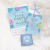 Modern Palm Leaves & Pineapple Pool Party Birthday Papieren Bordje