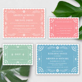 Moderne Papel Picado Mexicaanse bruiloft uitnodigi Kaart