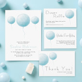 Modern Soft Pastel Blue Balloon Baby Boy Shower Bedankkaart