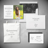 Moderne Daisy Quinceañera Elegante Grijze Typograf Bedankjes Labels