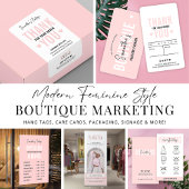 Blush Roze Modern Monogram Branded Business White Satijnen Lint