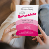 Modern Roze met Diamond Tiara Quinceanera Kaart