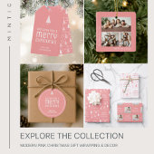 Prettig kerstfeest gezinsfoto roze ornament