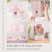 Bakery Custom Logo Photo QR Code Pink Flyer
