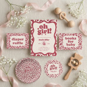 Modern Pink Leopard Oh Girl! Baby Shower Ronde Sticker
