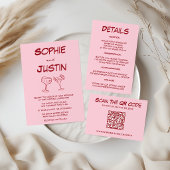 Moderne Roze QR Code Trouwkaart RSVP Kaartje
