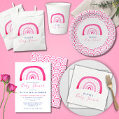 Modern roze regenboog baby shower kaart