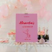 Roze Rood Verjaardags Servet Moderne Schets