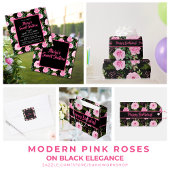 Pink Roses on Black Bridal Shower Spandoek