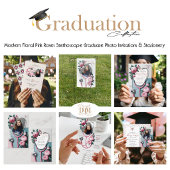 Moderne Bloem Roze Rozen Stethoscoop Afstuderen Ronde Sticker