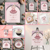 Modern Pink Tutu Ballerina Ballet Girl Baby shower Ronde Sticker