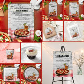 Moderne Pizza + Bier Bakstenen Baby Shower Uitnodi Kaart