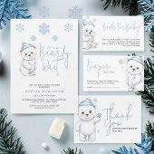 We Can Bearly Wait Polar Bear Winter Baby Shower Kaart