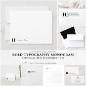 Modern Business Monogram Initiaal Line Burgundy Re Notitiekaartje