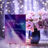 Moderne Waterverf Paarse marineblauw bruiloft QR-c Kaart