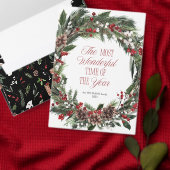 Moderne Red Berry krans Kerstmis Typografie Ronde Sticker (Personaliseer de collectie van deze zelfstandige maker.)