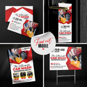 Moderne Rode Auto Wassen Auto Detailing Auto Care Briefkaart