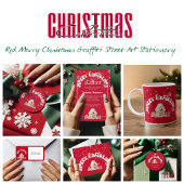 Red Merry Christmas Graffiti Party Uitnodiging