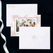 Moderne Eenvoudige Rode Poinsettia Twee Foto Feestdagenkaart