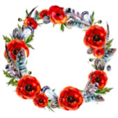 Red Poppy Boho Feathers Couples Shower Invite