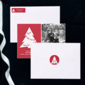 Moderne witte bomen op rood kerstpatroon satijnen lint