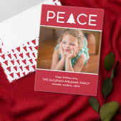 Modern Rood Wit Koel Yule Script Bomen Foto Feestdagenkaart (Personaliseer de collectie van deze zelfstandige maker.)