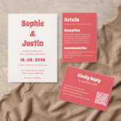 Moderne Coral RSVP kaart met QR-code (Personaliseer de collectie van deze zelfstandige maker.)