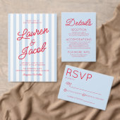 Modern Minimal Minimalist Blue Stripes Wedding Ronde Sticker (Personaliseer de collectie van deze zelfstandige maker.)