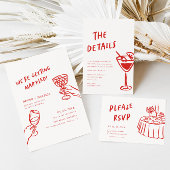 Moderne Funky Retro Bold Red Wedding Menu