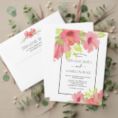 Roze Hibiscus Bloemen Ingelijste bruiloft Kaart (Personaliseer deze collectie van deze onafhankelijke maker. Test)