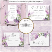 Moderne romantische Paarse & Sage Lilacs bruiloft Bedankkaart