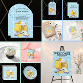 Modern Rubber Ducky Bubbles Baby shower Kaart