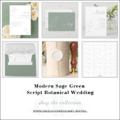Modern Sage Green Script Botanical QR Code RSVP