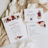 Moderne Bourgogne en blozen bloemenbruiloft Menu