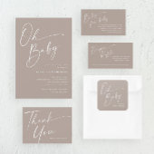 Modern Script Genderneutraal Baby shower Ronde Sticker