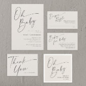 Modern Script Ivory Photo Baby shower Kaart