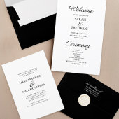 Modern Script Minimalist Black Wedding Kaart
