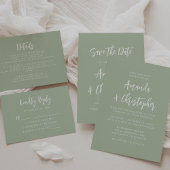 Modern Script Sage Green Wedding Thank You Kaart