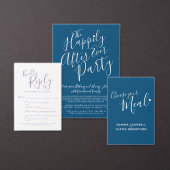 Beter laat dan nooit donkerblauw trouwfeest kaart (Personaliseer de collectie van deze zelfstandige maker.)