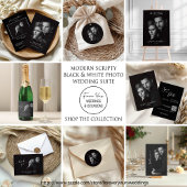 Moderne Scripty Zwart-wit foto QR-code Kaart